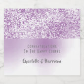 Lila Imitate Glitzer Muster Elegant Schaumweinetikett (Einzelnes Label)