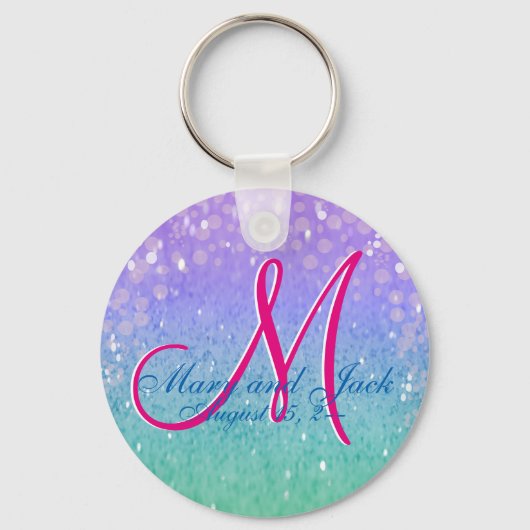 Lila Imitate Glitzer Patio Lantern Confetti Glam Schlüsselanhänger (Vorderseite)