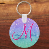 Lila Imitate Glitzer Patio Lantern Confetti Glam Schlüsselanhänger (Vorderseite)