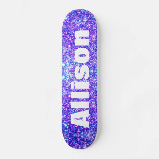 Lila Imitate Glitzer Personalisiert Girls Skateboard (Vorderseite)