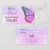 lila Imitate Glitzer Schmetterling nennen einen Fr Visitenkarte (Vorne/Hinten)