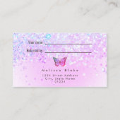lila Imitate Glitzer Schmetterling nennen einen Fr Visitenkarte (Rückseite)