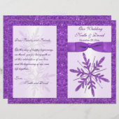 Lila IMITATE Glitzer Snowflakes Hochzeitsprogramm (Vorne/Hinten)