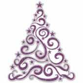 Lila Imitate Glitzer Swirl Weihnachtsbaum Aufkleber (Vorderseite)
