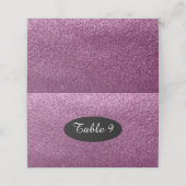 Lila Imitate Glitzer Tischanzahl Platzkarte (Außenseite Aufgefaltet)