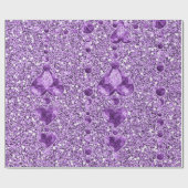 Lila Imitate Glitzer- und Herztropfen Geschenkpapier (Flach)