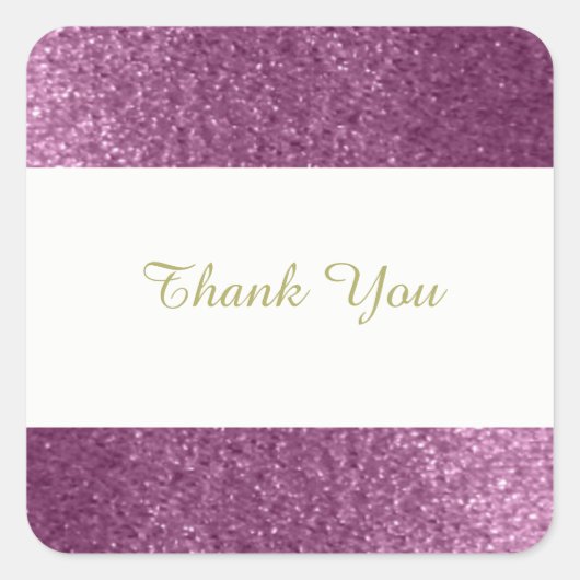Lila Imitate Glitzer Vielen Dank Quadratischer Aufkleber (Vorderseite)