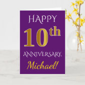 Lila, Imitate Gold 10. Hochzeit und Name Karte (Gelbe Blume)