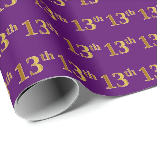 Lila, Imitate Gold 13. (Dreizehnte) Veranstaltung Geschenkpapier (Rolleneckpunkt)