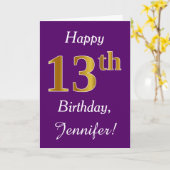 Lila, Imitate Gold 13. Geburtstag + Individuelle N Karte (Gelbe Blume)
