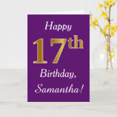 Lila, Imitate Gold 17. Geburtstag + Individuelle N Karte (Gelbe Blume)