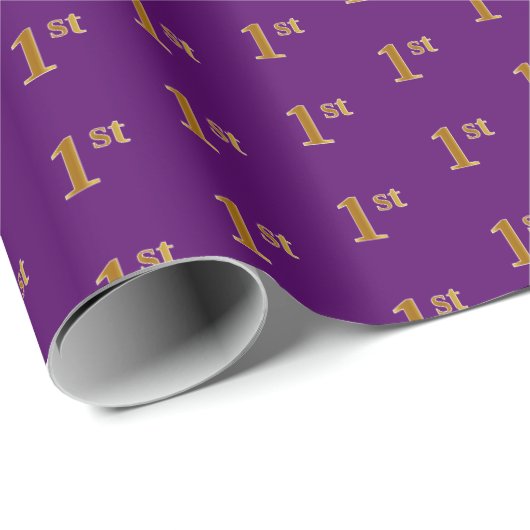 Lila, Imitate Gold 1. (First) Event Wrapping Paper Geschenkpapier (Rolleneckpunkt)
