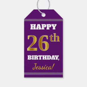Lila, Imitate Gold 26. Geburtstag + Individuelle N Geschenkanhänger
