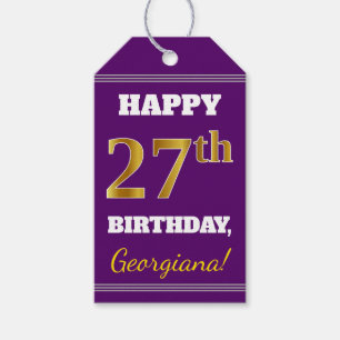 Lila, Imitate Gold 27. Geburtstag + Individuelle N Geschenkanhänger