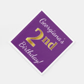 Lila, Imitate Gold 2. Geburtstag + Individuelle Na Serviette (Ecke)