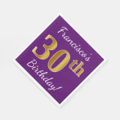 Lila, Imitate Gold 30. Geburtstag + Individuelle N Serviette (Ecke)