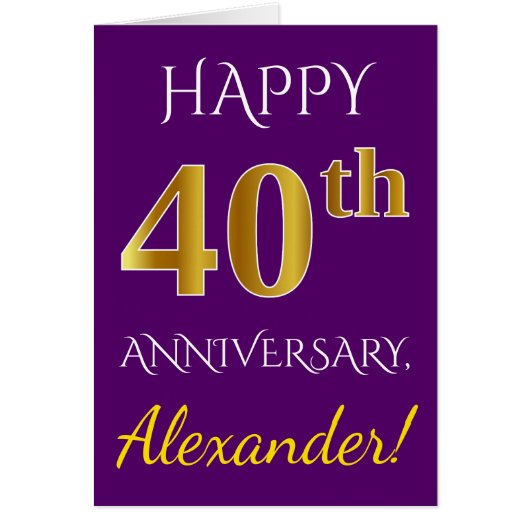 Lila, Imitate Gold 40. Hochzeit und Name (Vorne)