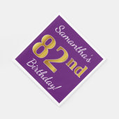 Lila, Imitate Gold 82. Geburtstag + Individuelle N Serviette (Ecke)