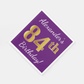 Lila, Imitate Gold 84. Geburtstag + Individuelle N Serviette (Ecke)