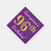 Lila, Imitate Gold 96. Geburtstag + Individuelle N Serviette (Ecke)