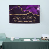 Lila & Imitate Gold Glitzer Agate Sweet 16 Banner (Messeveranstaltung)