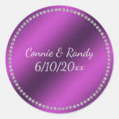 Lila Imitate-Hochzeitsaufkleber Runder Aufkleber (Vorderseite)