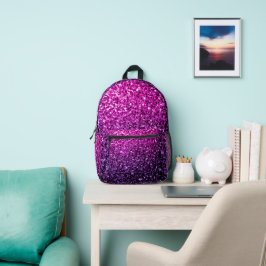 Lila Imitate in Rosa Glitzer Glitzern Bedruckter Rucksack