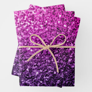 Lila Imitate in Rosa Glitzer Glitzern Geschenkpapier Set