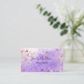 Lila Imitate mit  Aquarell, Goldfolie Glitzer Visitenkarte (Stehend Vorderseite)