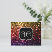 Lila Imitate mit Regenbogengelb, Glitzern mit Mono Einladung (Stehend Vorderseite)