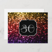 Lila Imitate mit Regenbogengelb, Glitzern mit Mono Einladung (Vorne/Hinten)