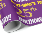 Lila, Imitate/Nachahmungs-Gold, "25. GEBURTSTAG" Geschenkpapier (Rolleneckpunkt)