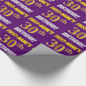 Lila, Imitate/Nachahmungs-Gold, "30. GEBURTSTAG" Geschenkpapier (Ecke)