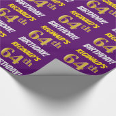 Lila, Imitate/Nachahmungs-Gold, "64. GEBURTSTAG" Geschenkpapier (Ecke)