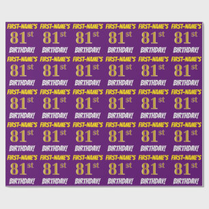 Lila, Imitate/Nachahmungs-Gold, "81. BIRTHTAG" Geschenkpapier