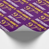 Lila, Imitate/Nachahmungs-Gold, "97. GEBURTSTAG" Geschenkpapier (Ecke)