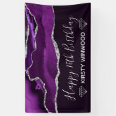 Lila & Imitate Silver Glitzer Agate Sweet 16 Banner (Vertikal)