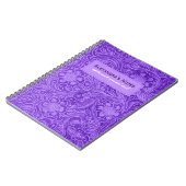 Lila Imitate Wildlederleder Embossed Blume Notizblock (Linke Seite)