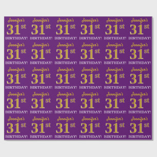 Lila, Imitation Gold Look "31. GEBURTSTAG" Geschenkpapier