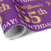 Lila, Imitation Gold Look "55. GEBURTSTAG" Geschenkpapier (Rolleneckpunkt)