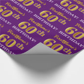 Lila, Imitation Gold Look "60. GEBURTSTAG" Geschenkpapier (Ecke)