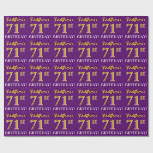 Lila, Imitation Gold Look "71. GEBURTSTAG" Geschenkpapier