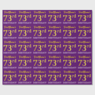 Lila, Imitation Gold Look "73. BIRTHDAY" Geschenkpapier