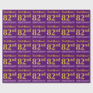 Lila, Imitation Gold Look "82. GEBURTSTAG" Geschenkpapier