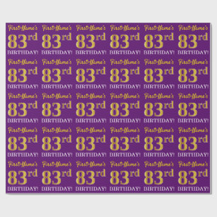 Lila, Imitation Gold Look "83. BIRTHDAY" Geschenkpapier