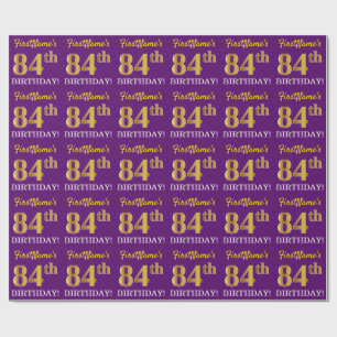 Lila, Imitation Gold Look "84. GEBURTSTAG" Geschenkpapier