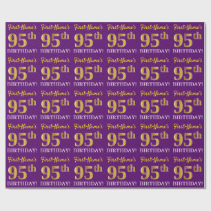Lila, Imitation Gold Look "95. GEBURTSTAG" Geschenkpapier