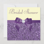 Lila Imitatsequins-Bogen-Diamant-Brautparty Einladung (Vorderseite)