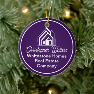 Lila Immobilienfirma Maßgeschneidertes Weihnachten Keramik Ornament