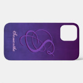 Lila Indigo Blue stylisches rustikales Monogramm Case-Mate iPhone Hülle (Rückseite (Horizontal))